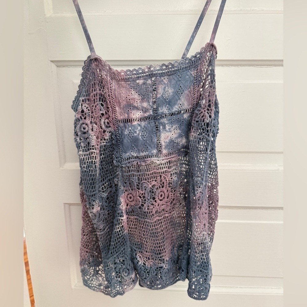 Blue and Purple Crochet Tank Top
